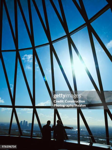 St Mary Axe, or the Gherkin, interior view at the top of the tower.