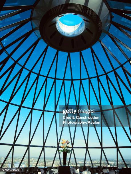 St Mary Axe, or the Gherkin, interior view at the top of the tower.