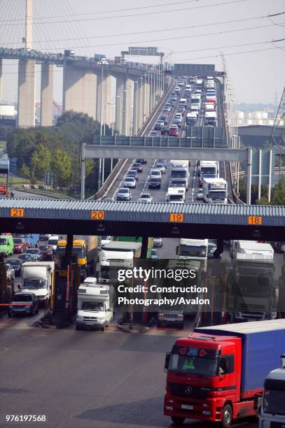 Congestion on the Dartford Crossing toll, London.