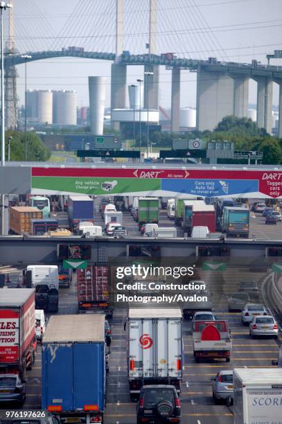 Congestion on the Dartford Crossing toll, London.