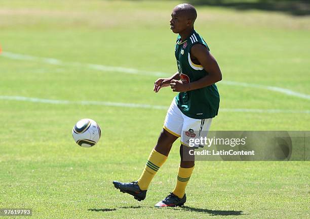 Player of Bafana Bafana in action during the South Africa national soccer team training session held at the Granja Comary on March 10, 2010 in...