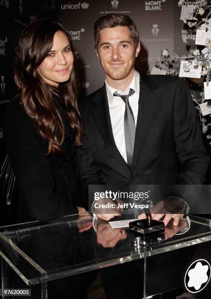 Actors Odette Yustman and Dave Annable attend the Montblanc Charity Cocktail hosted by The Weinstein Company to benefit UNICEF held at Soho House on...