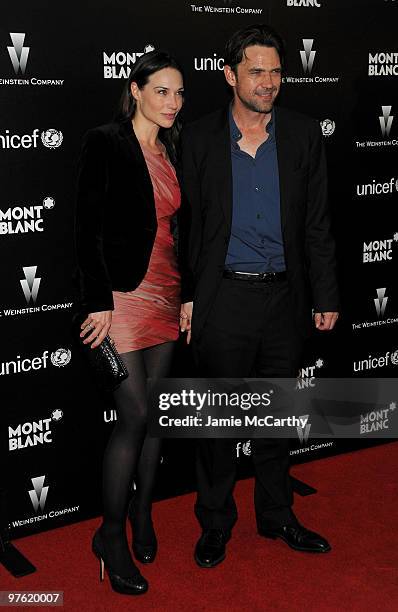 Actress Claire Forlani and Dougray Scott arrive at the Montblanc Charity Cocktail hosted by The Weinstein Company to benefit UNICEF held at Soho...