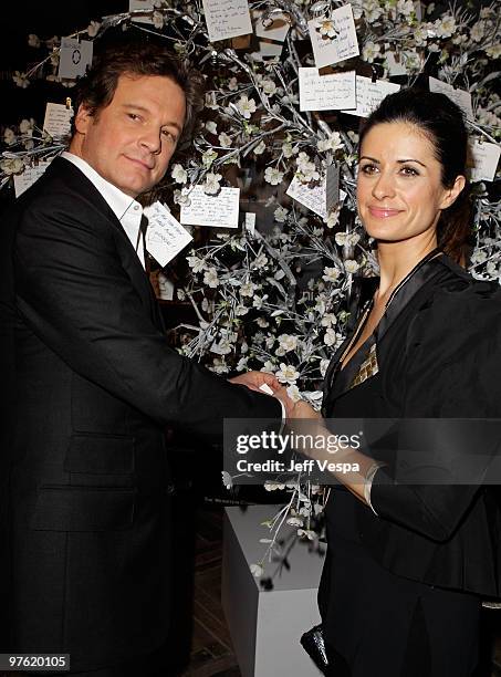 Actor Colin Firth and producer Livia Giuggioli attend the Montblanc Charity Cocktail hosted by The Weinstein Company to benefit UNICEF held at Soho...