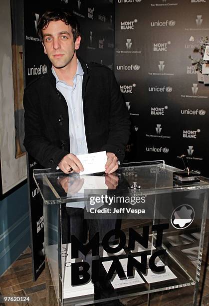 Actor B.J. Novak attends the Montblanc Charity Cocktail hosted by The Weinstein Company to benefit UNICEF held at Soho House on March 6, 2010 in West...