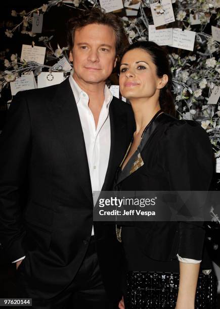 Actor Colin Firth and producer Livia Giuggioli attend the Montblanc Charity Cocktail hosted by The Weinstein Company to benefit UNICEF held at Soho...