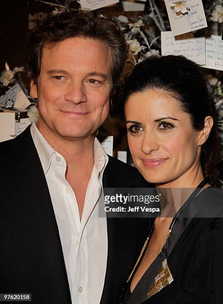 Actor Colin Firth and producer Livia Giuggioli attend the Montblanc Charity Cocktail hosted by The Weinstein Company to benefit UNICEF held at Soho...