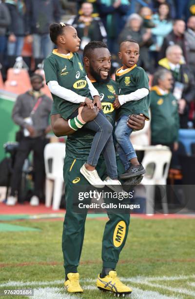 Tendai Mtawarira of the Springboks walks out to win his 100th test cap during the 2018 Castle Lager Incoming Series match between South Africa and...