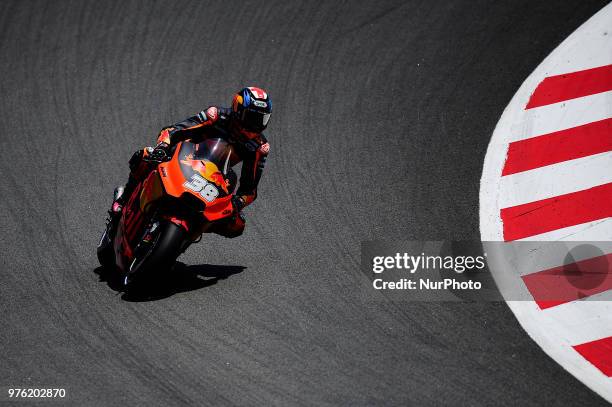 The British rider, Bradley Smith of Red Bull KTM Factory Racing, with his KTM during the Qualifying, Moto GP of Catalunya at Circuit de Catalunya on...