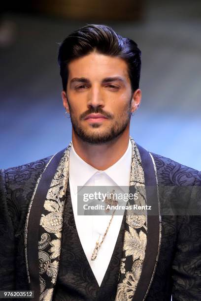 Mariano Di Vaio walks the runway at the Dolce & Gabbana show during Milan Men's Fashion Week Spring/Summer 2019 on June 16, 2018 in Milan, Italy.