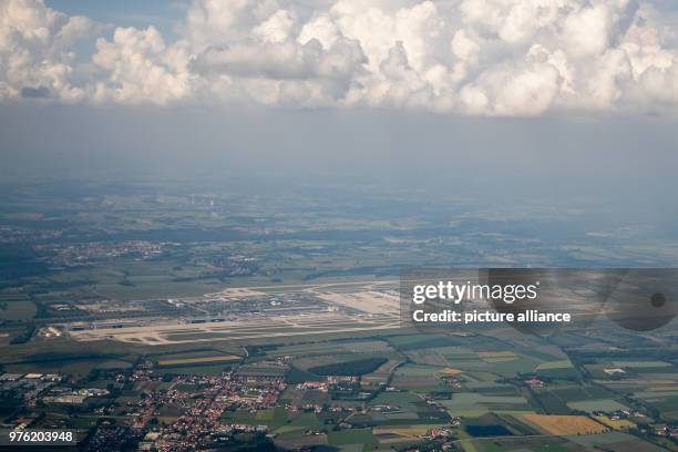 May 2018, Germany, Munich: Aerial view of Munich Airport 'Franz Josef Strauss'. Photo: Daniel Karmann/dpa