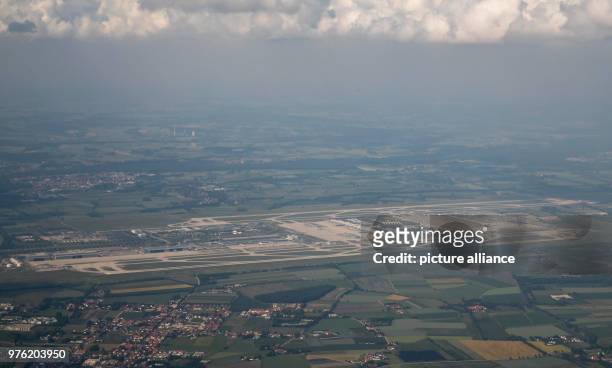 May 2018, Germany, Munich: Aerial view of Munich Airport 'Franz Josef Strauss'. Photo: Daniel Karmann/dpa