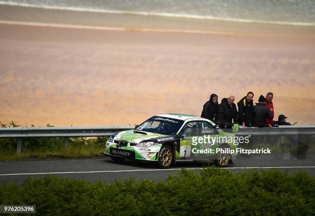 Letterkenny , Ireland - 16 June 2018; Manus Kelly and Donall Barrett in a Subaru Impreza WRC S12B during stage 10 Knockalla of the Joule Donegal...
