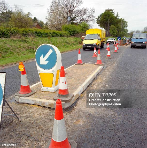 New traffic island and traffic management on the A4251 Hemel Hempstead to Berkhamsted road refurbishment scheme, United Kingdom,.