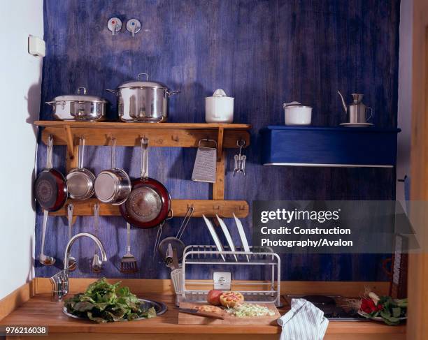 Partial view of a set kitchenette.
