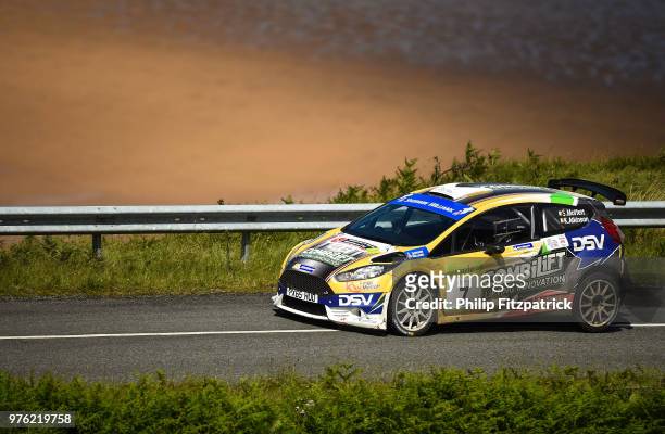 Letterkenny , Ireland - 16 June 2018; Sam Moffett and Karl Atkinson in a Ford Fiesta R5 during stage 10 Knockalla of the Joule Donegal International...
