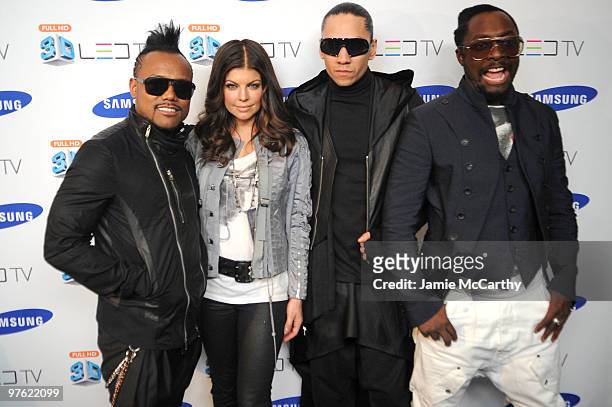 Apl.de.Ap, Fergie, Taboo and Will.i.am of the Black Eyed Peas attends the Samsung 3D LED TV launch party with THE BLACK EYED PEAS at Time Warner...
