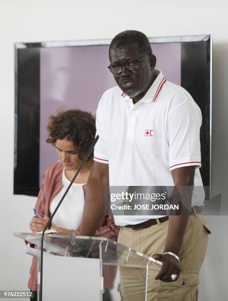 Secretary General of the International Federation of Red Cross and Red Crescent Societies Elhadj As Sy gives a press conference on the organization...