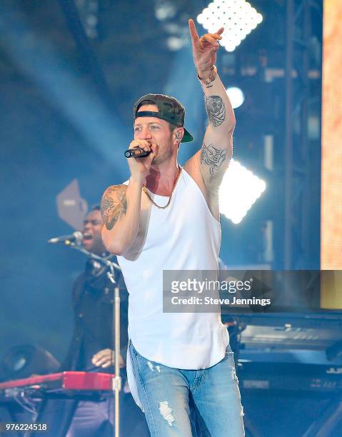 Singer Tyler Hubbard of Florida Georgia Line performs on Day 1 of Country Summer Music Festival at Sonoma County Fairgrounds on June 15, 2018 in...
