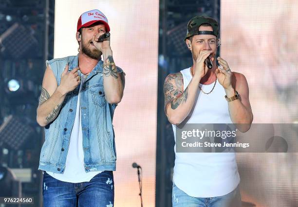 Singers Brian Kelley and Tyler Hubbard of Florida Georgia Line perform on Day 1 of Country Summer Music Festival at Sonoma County Fairgrounds on June...