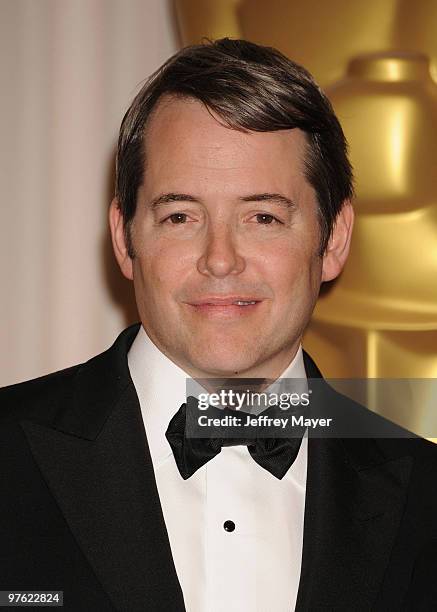 Actor Matthew Broderick poses in the press room at the 82nd Annual Academy Awards at the Kodak Theatre on March 7, 2010 in Hollywood, California.