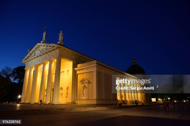 vilnius cathedral square at night - sergio amiti stock pictures, royalty-free photos & images