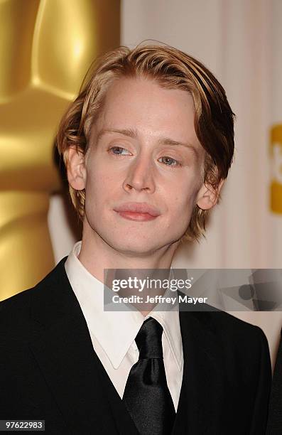 Actor Macaulay Culkin poses in the press room at the 82nd Annual Academy Awards at the Kodak Theatre on March 7, 2010 in Hollywood, California.