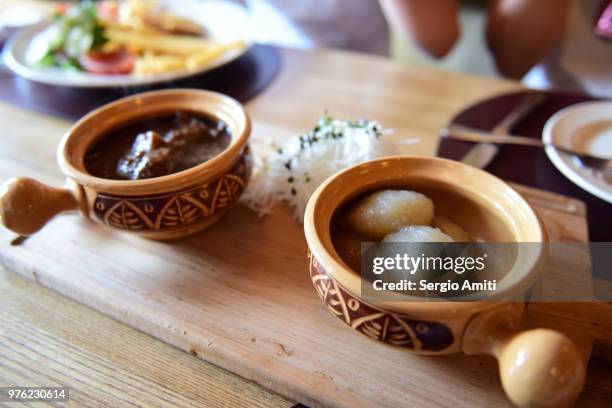 lithuanian wild venison stew and potato gnocchi - boiled potato stock pictures, royalty-free photos & images