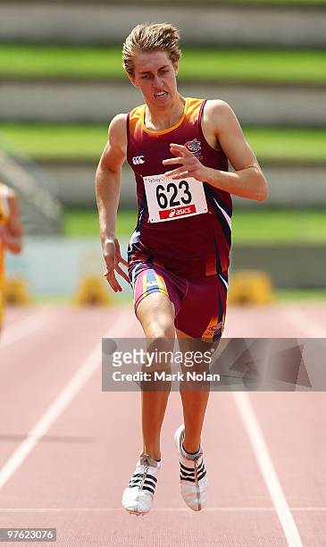 Alexander Beck of Queensland competes in the Boys 400 metres during day one of the 2010 Australian Junior Championships at Sydney Olympic Park Sports...