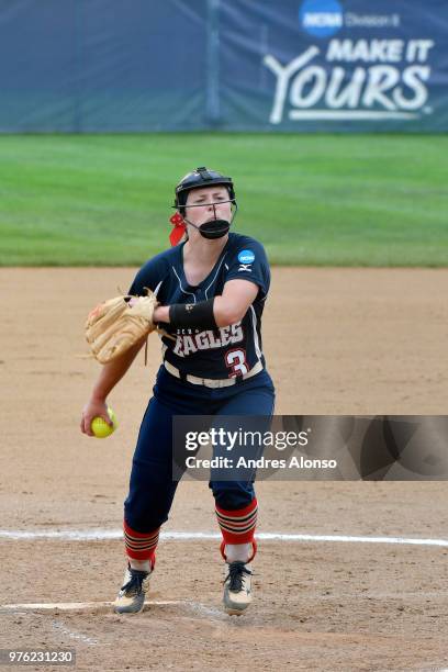 Jennifer Leonhardt of the University of Southern Indiana delivers a pitch against St. Anselm College during the Division II Women's Softball...