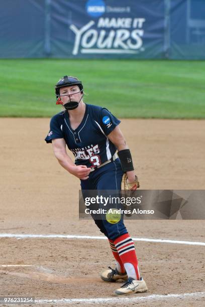 Jennifer Leonhardt of the University of Southern Indiana delivers a pitch against St. Anselm College during the Division II Women's Softball...