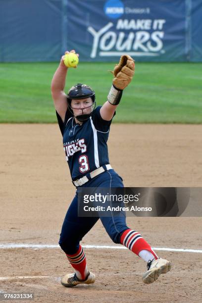 Jennifer Leonhardt of the University of Southern Indiana delivers a pitch against St. Anselm College during the Division II Women's Softball...