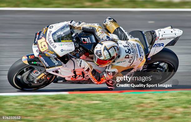 Alvaro Bautista of Spain and Angel Nieto Team rounds the bend during free practice for the MotoGP of Catalunya at Circuit de Catalunya on at Circuit...