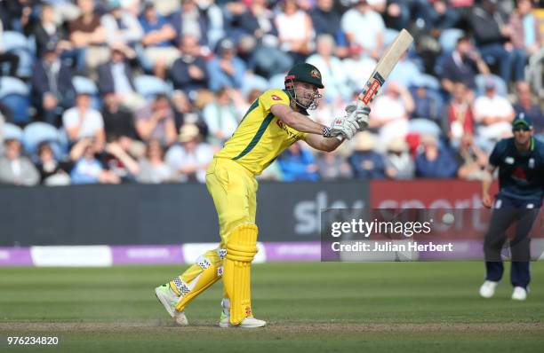 Shaun Marsh of Australia bats during the 2nd Royal London ODI match between England and Australia at SWALEC Stadium on June 16, 2018 in Cardiff,...