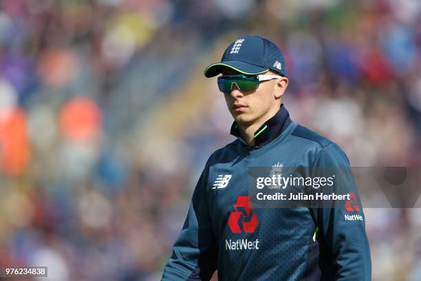 Tom Curran of England during the 2nd Royal London ODI match between England and Australia at SWALEC Stadium on June 16, 2018 in Cardiff, Wales.