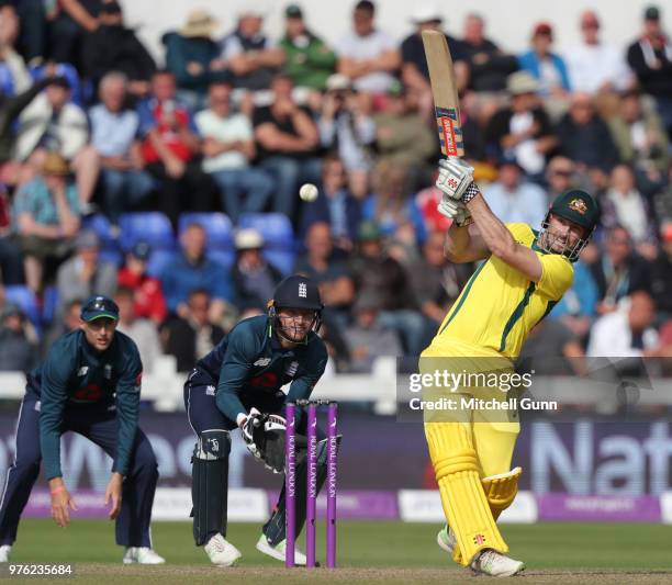 Shaun Marsh of Australia plays a shot during the 2nd Royal London One day International match between England and Australia at Sophia Gardens Cricket...