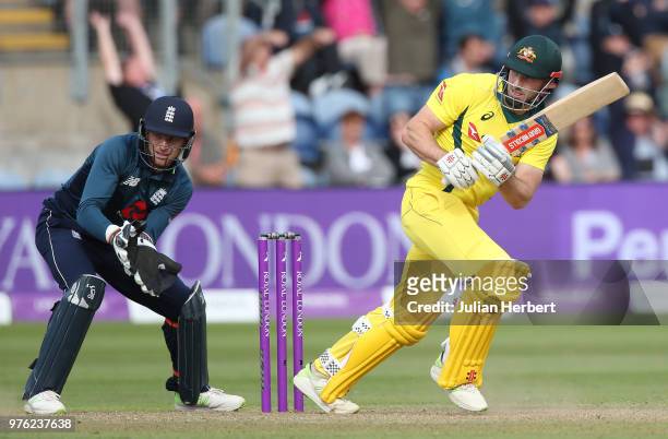 Shaun Marsh of Australia bats during the 2nd Royal London ODI match between England and Australia at SWALEC Stadium on June 16, 2018 in Cardiff,...