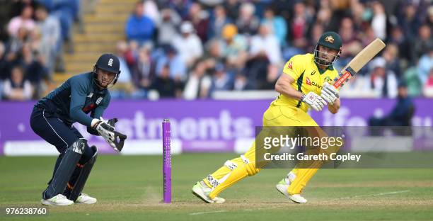 Shaun Marsh of Australia bats during the 2nd Royal London ODI between England and Australia at SWALEC Stadium on June 16, 2018 in Cardiff, Wales.