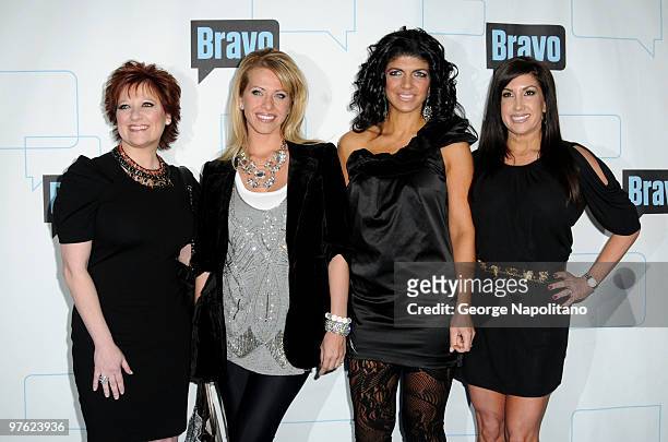 Caroline Manzo, Dina Manzo, Jacqueline Laurita and Teresa Giudice of the Real Housewives of New Jersey attend Bravo's 2010 Upfront Party at Skylight...