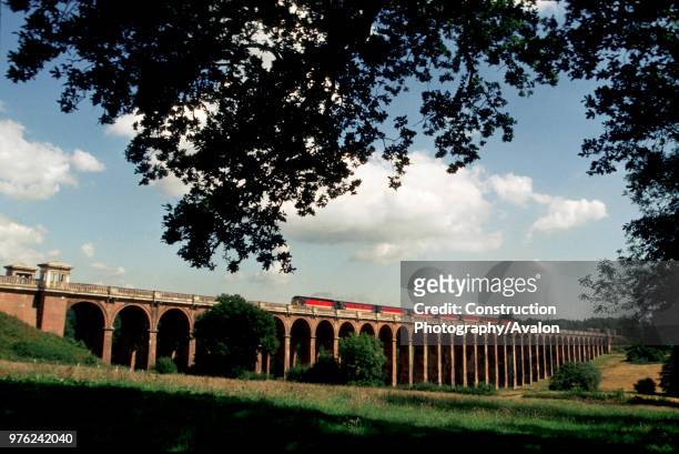 Balcombe Viaduct, with a Virgin Trains Class 47 Co-Co diesel electric heading a seven coach CrossCountry train northwards from Brighton.