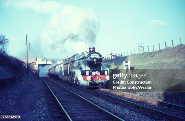 Former Great Western record breaking Castle Class 4-6-0 No.4079 Pendennis Castle heads the Birkenhead Flyer from Paddington to Birkenhead on Saturday...