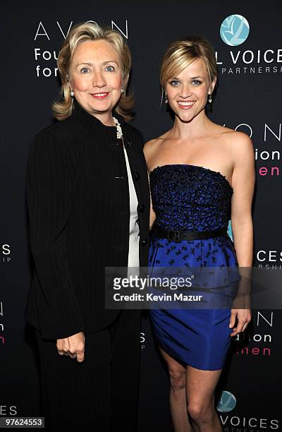 Exclusive* Secretary of State Hillary Clinton and Honorary Chairperson of the Avon Foundation for Women Reese Witherspoon attends Vital Voices 2010...