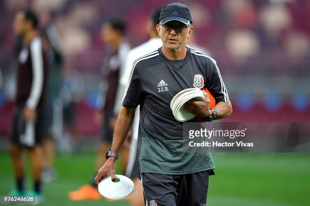 Juan Carlos Osorio coach of Mexico during Match Day -1 Training Session and Press Confrence at Luzhniki Stadium on June 16, 2018 in Moscow, Russia.