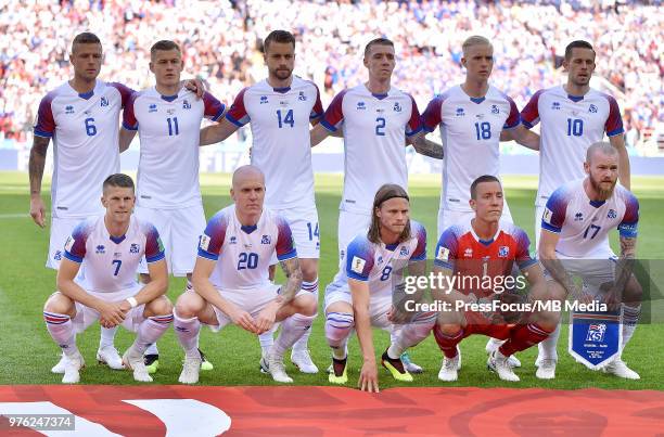 Team photo Ragnar Sigurdsson of Iceland, Alfred Finnbogason of Iceland, Kari Arnason of Iceland, Birkir Saevarsson of Iceland, Hordur Magnusson of...