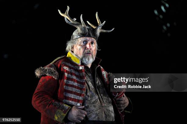 Henry Waddington as Sir John Falstaff in Giuseppe Verdi's Falstaff directed by Bruno Ravella and conducted by Richard Farnes at Garsington Opera at...