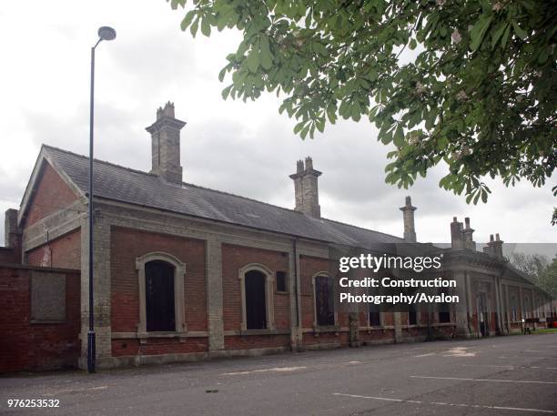 The ornate frontage of the disused station building at Market Rasen, Lincolnshire 10th May 2007.