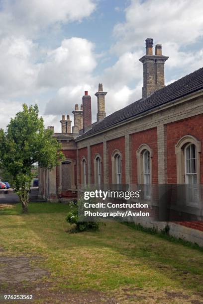 The ornate frontage of the disused station building at Market Rasen, Lincolnshire 10th May 2007.