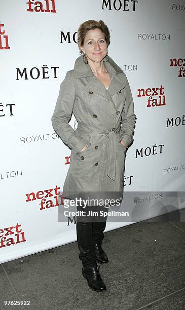 Actress Edie Falco attends a VIP performance of "Next Fall" on Broadway at the Helen Hayes Theatre on March 10, 2010 in New York City.
