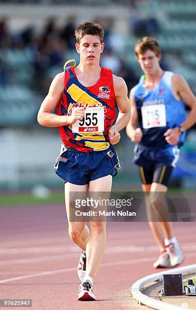 Blake Steel of South Australia competes in the boys under 18 Race Walk during day one of the 2010 Australian Junior Championships at Sydney Olympic...
