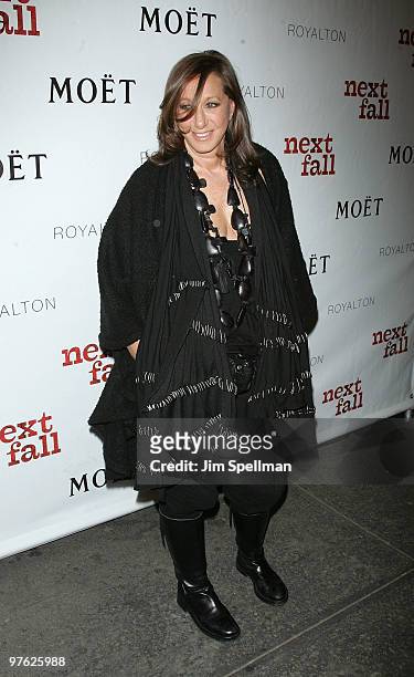 Designer Donna Karan attends a VIP performance of "Next Fall" on Broadway at the Helen Hayes Theatre on March 10, 2010 in New York City.